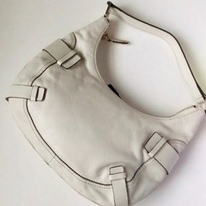 Michael Kors hobo bag white genuine leather shoulder bag purse with buckles